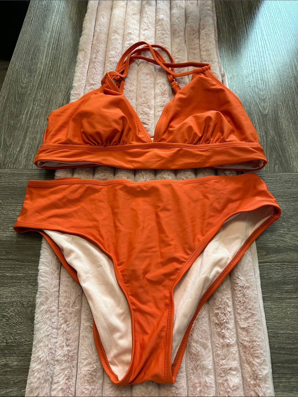 Women's Orange Halter Bikini Set - Sleek Two-Piece Swimwear